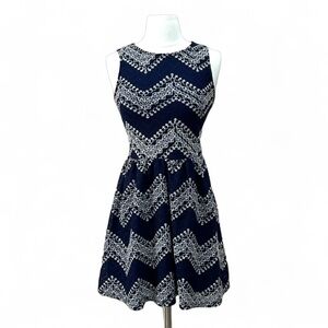 Xhilaration Navy Lace Embroidered Fit & Flare Dress Size Small